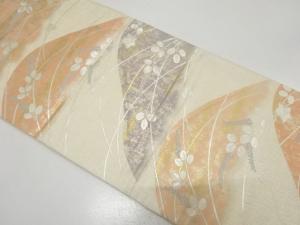引箔　遠山に秋草模様織り出し　袋帯